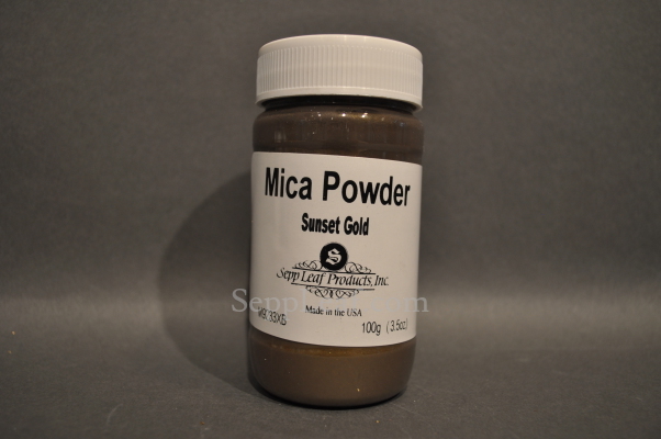 Sepp Gilding Workshop: Sunset Gold Mica Powder, 3.5oz clear plastic jar @ seppleaf.com