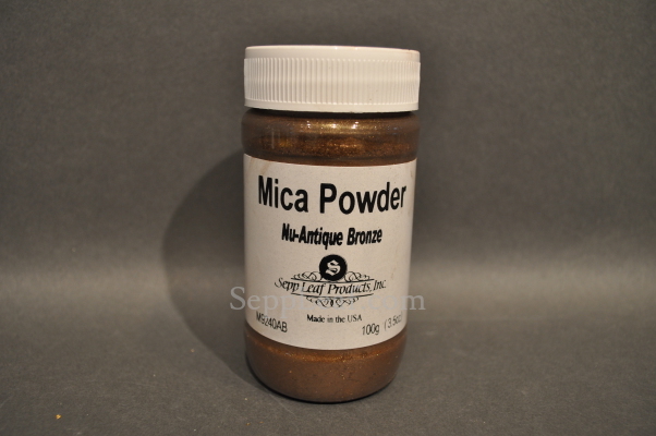 Sepp Gilding Workshop: Nu-Antique Bronze Mica Powder, 3.5oz clear plastic jar @ seppleaf.com