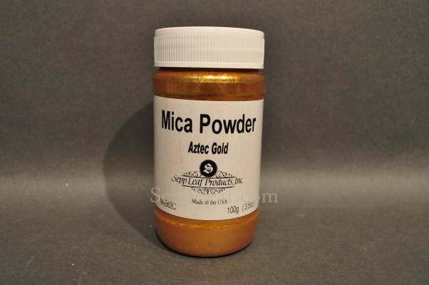 Sepp Gilding Workshop: Aztec Gold Mica Powder, 3.5oz clear plastic jar @ seppleaf.com